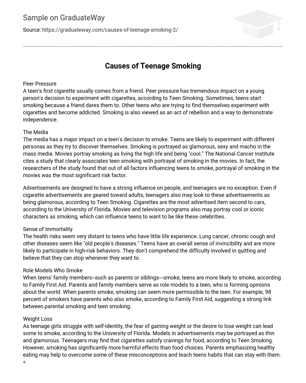 Causes of Teenage Smoking