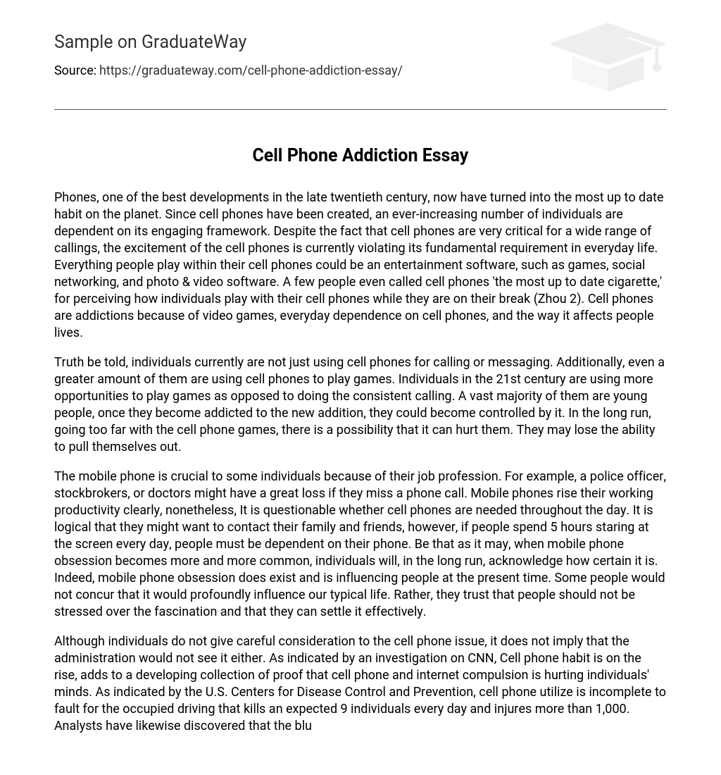 essay about cell phone addiction