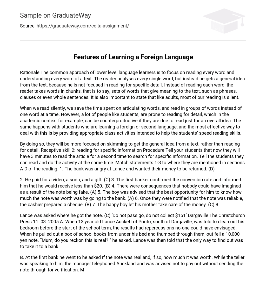 Features of Learning a Foreign Language
