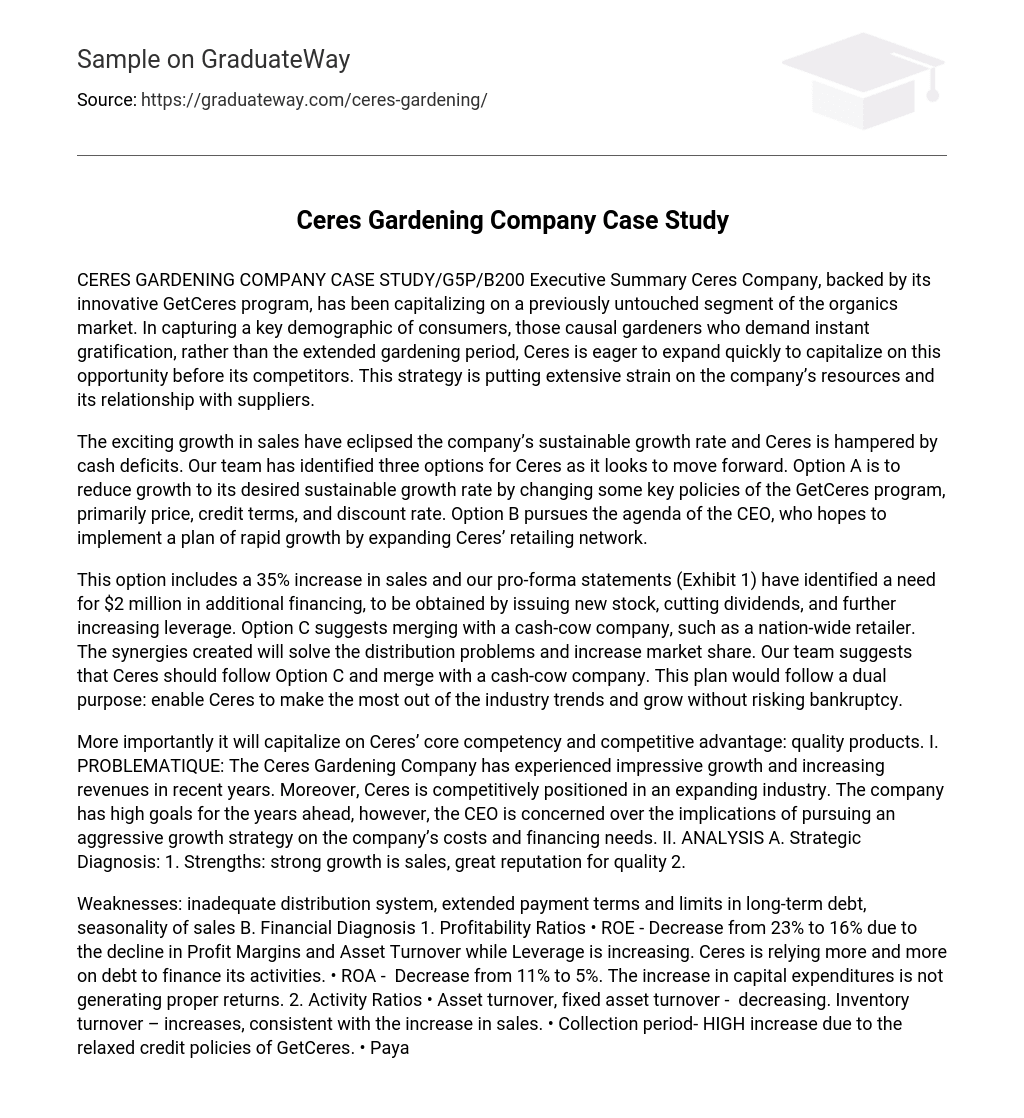 Ceres Gardening Company Case Study
