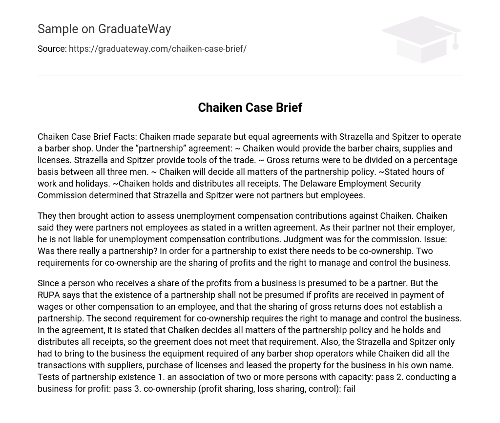 Chaiken Case Brief