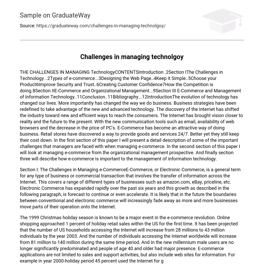 Challenges in managing technolgoy