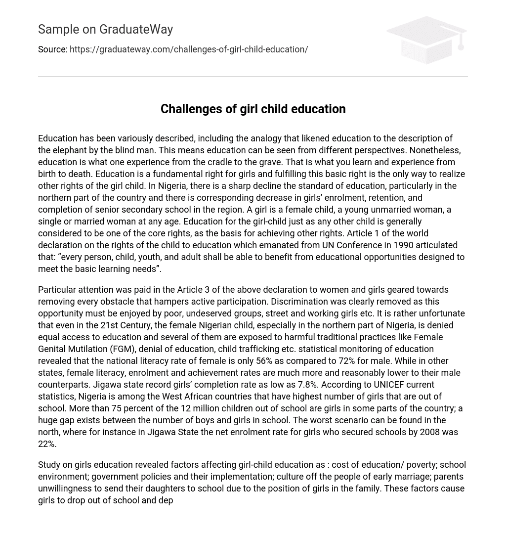 Challenges of girl child education