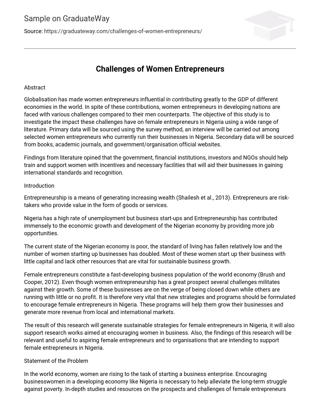 Challenges of Women Entrepreneurs