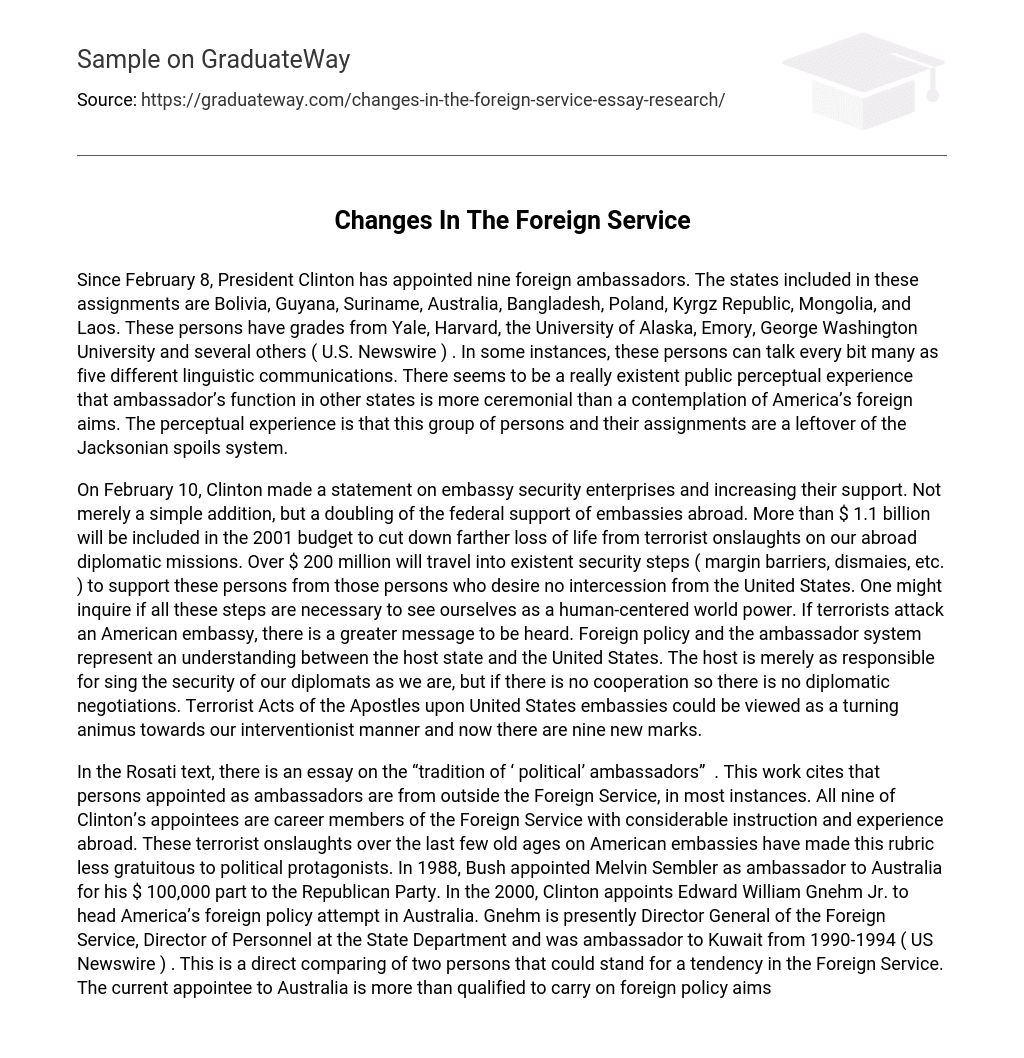 Changes In The Foreign Service