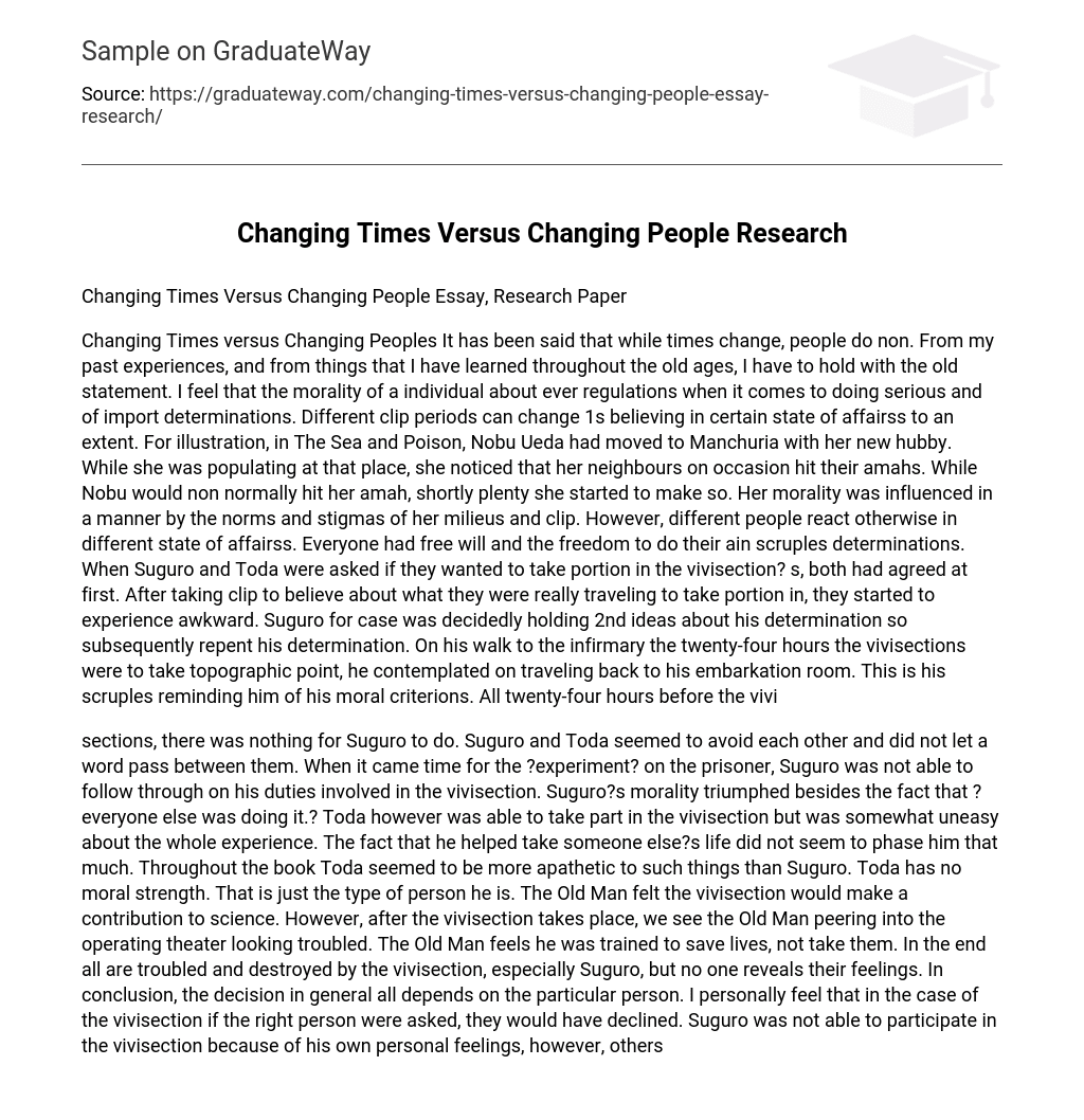 Changing Times Versus Changing People Research