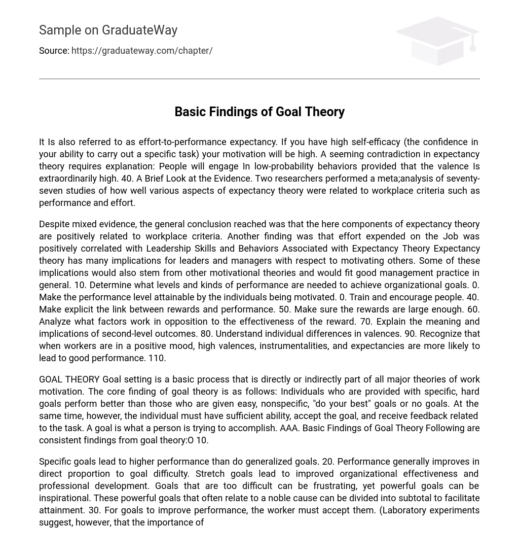Basic Findings of Goal Theory