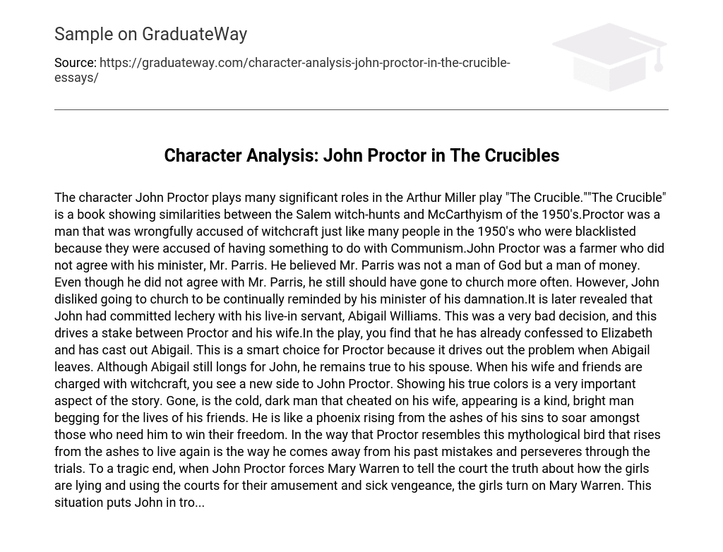 Character Analysis: John Proctor in The Crucibles