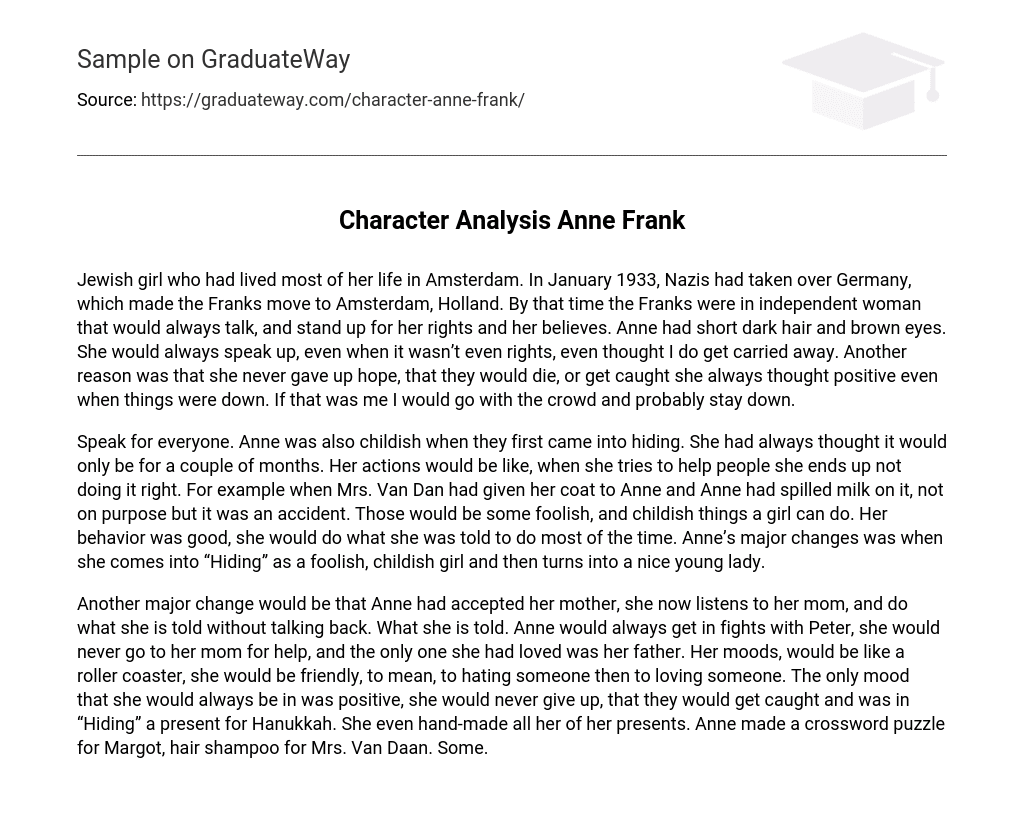 Character Analysis Anne Frank