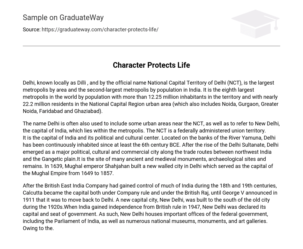 Character Protects Life