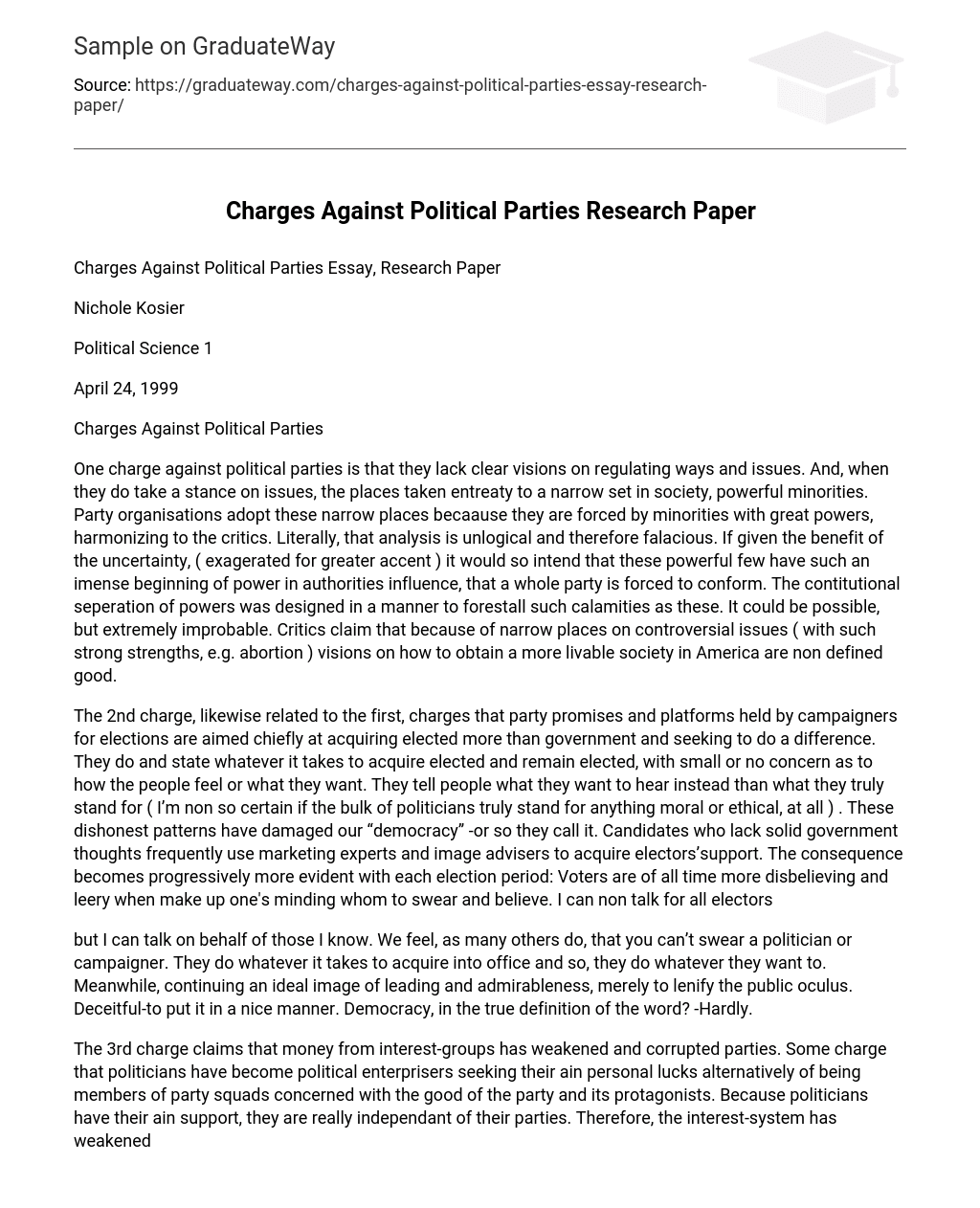 Charges Against Political Parties Research Paper
