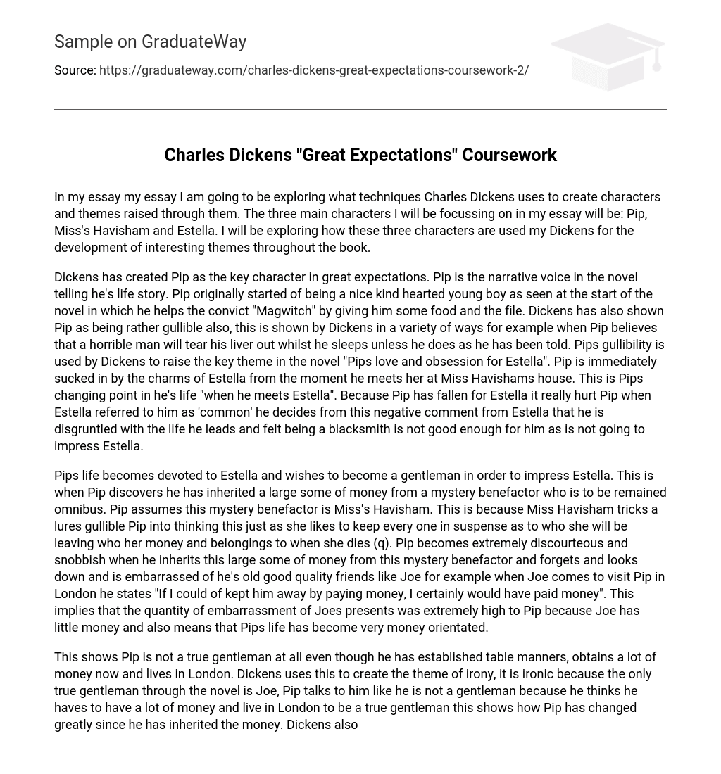 Charles Dickens “Great Expectations” Coursework