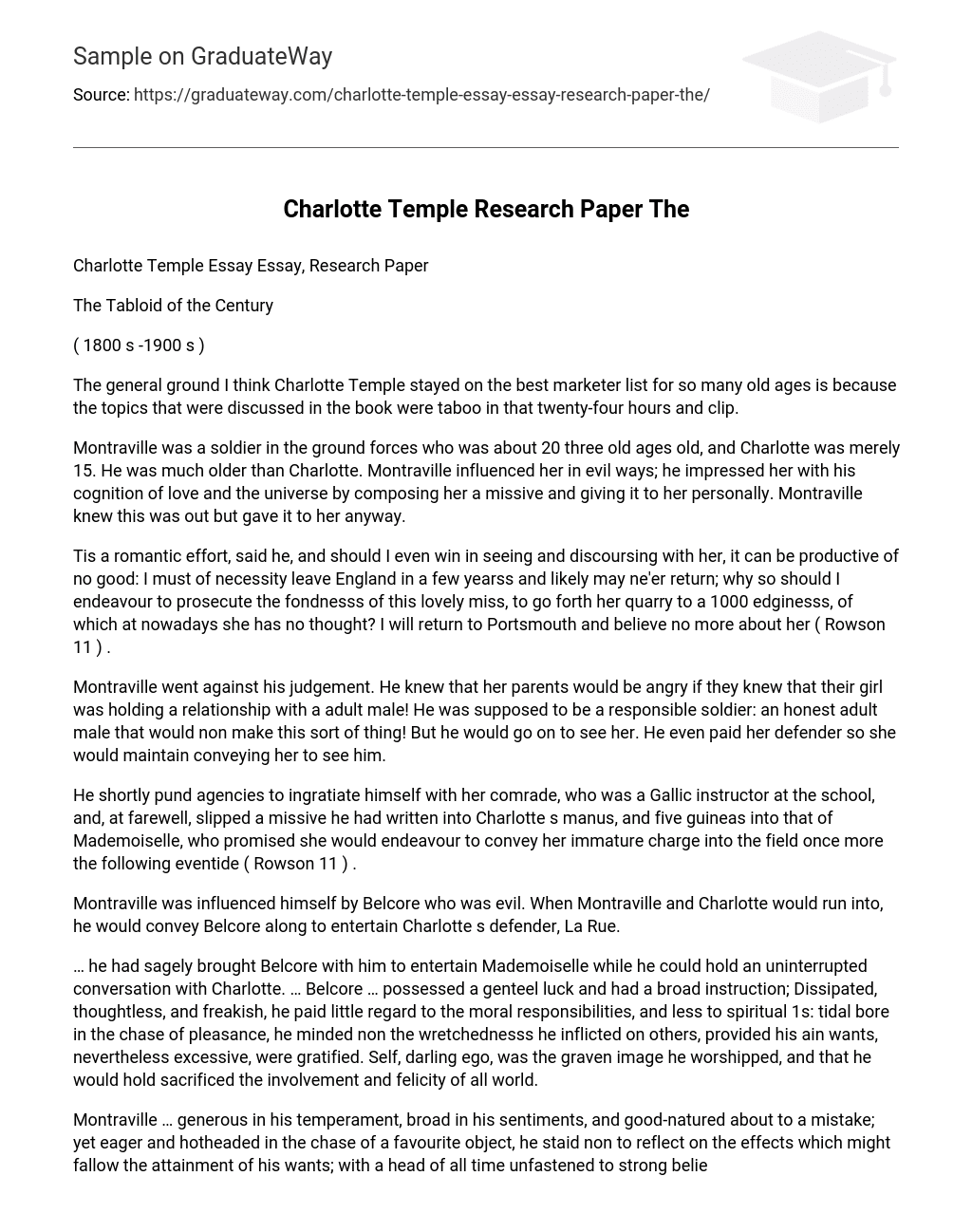 Charlotte Temple Research Paper The