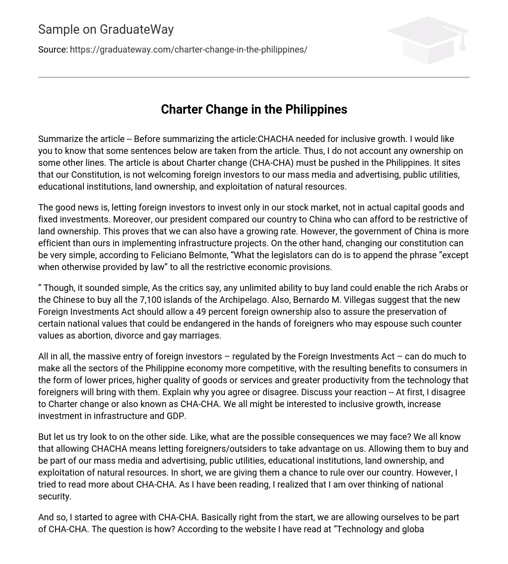 Charter Change in the Philippines