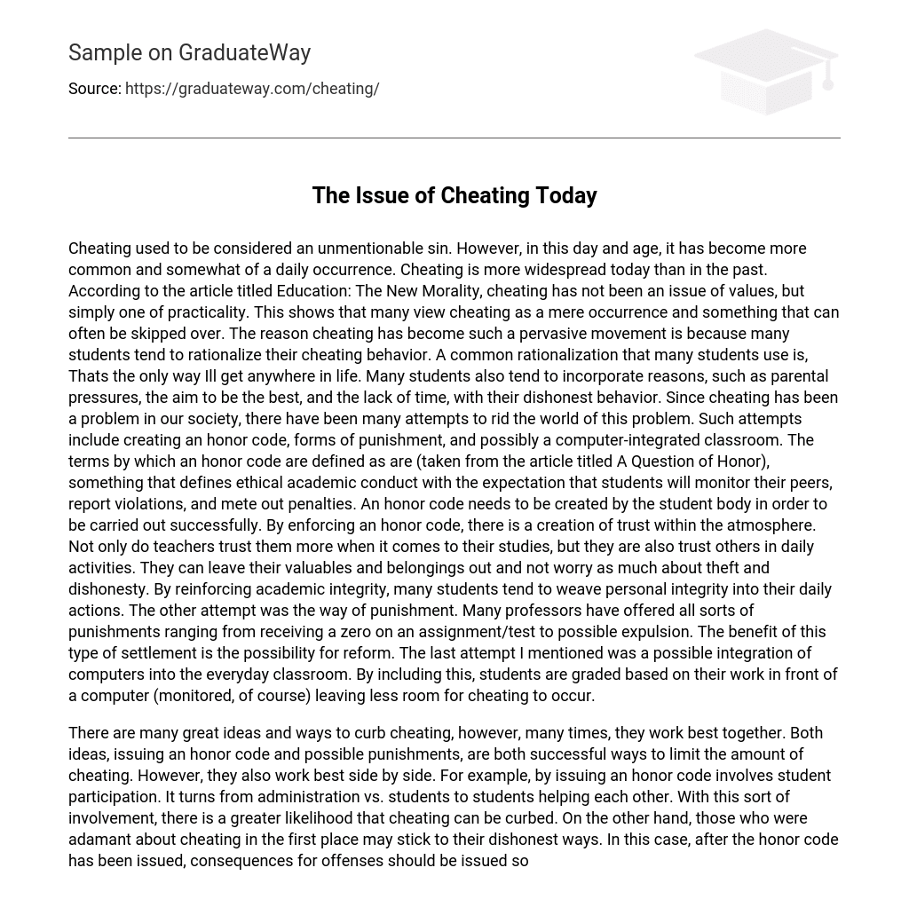 The Issue of Cheating Today