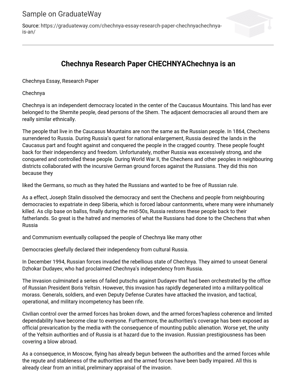 Chechnya Research Paper