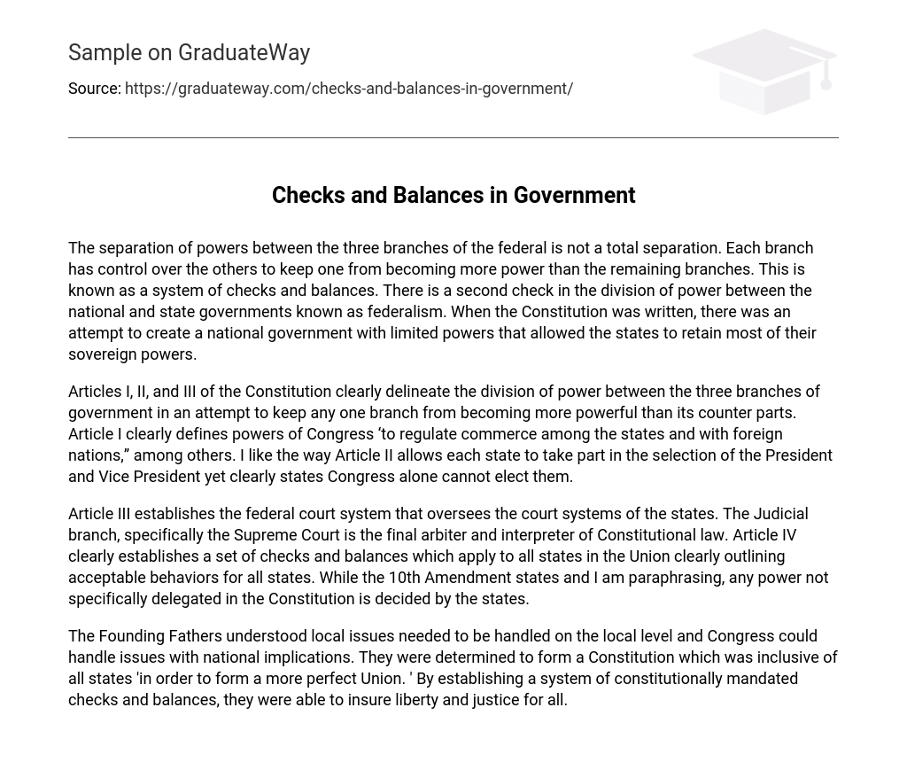 Checks and Balances in Government