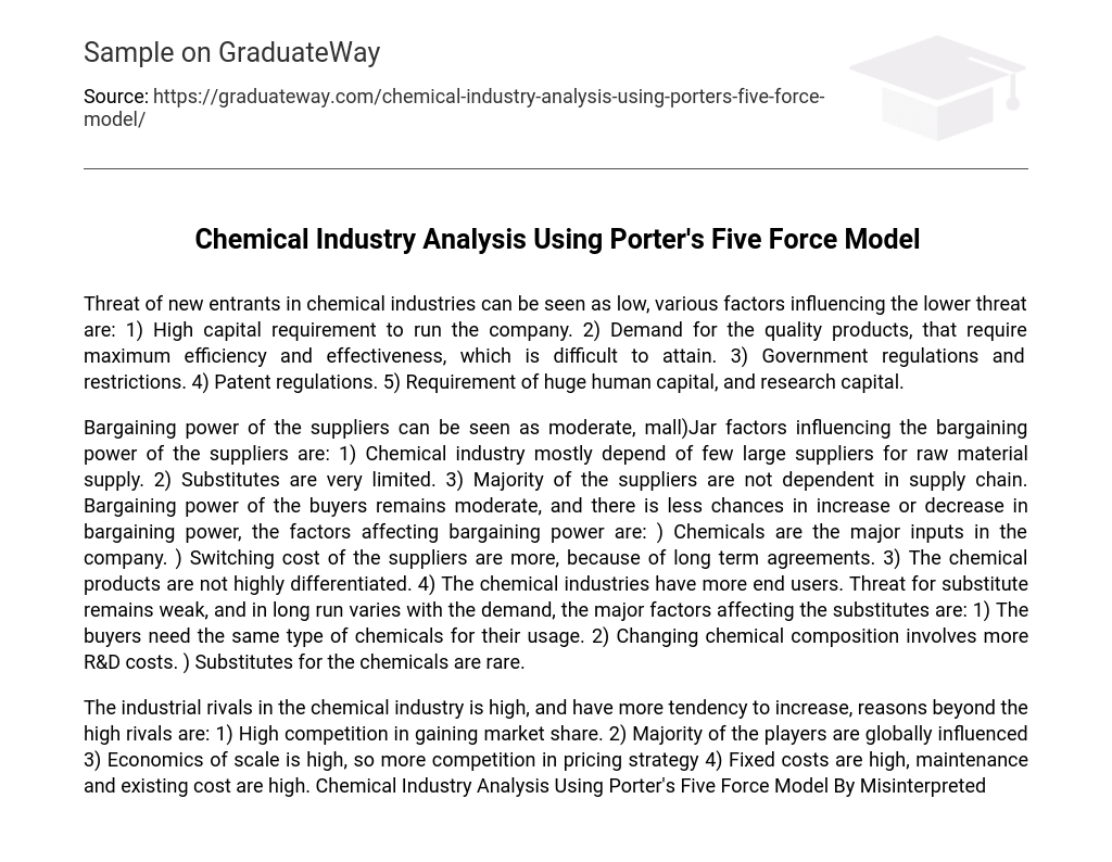 Chemical Industry Analysis Using Porter’s Five Force Model