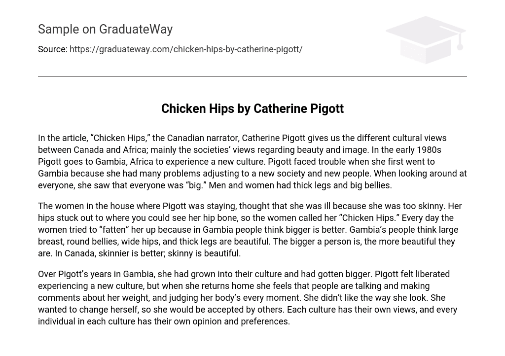 Chicken Hips by Catherine Pigott Analysis