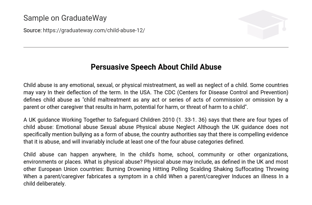 Persuasive Speech About Child Abuse
