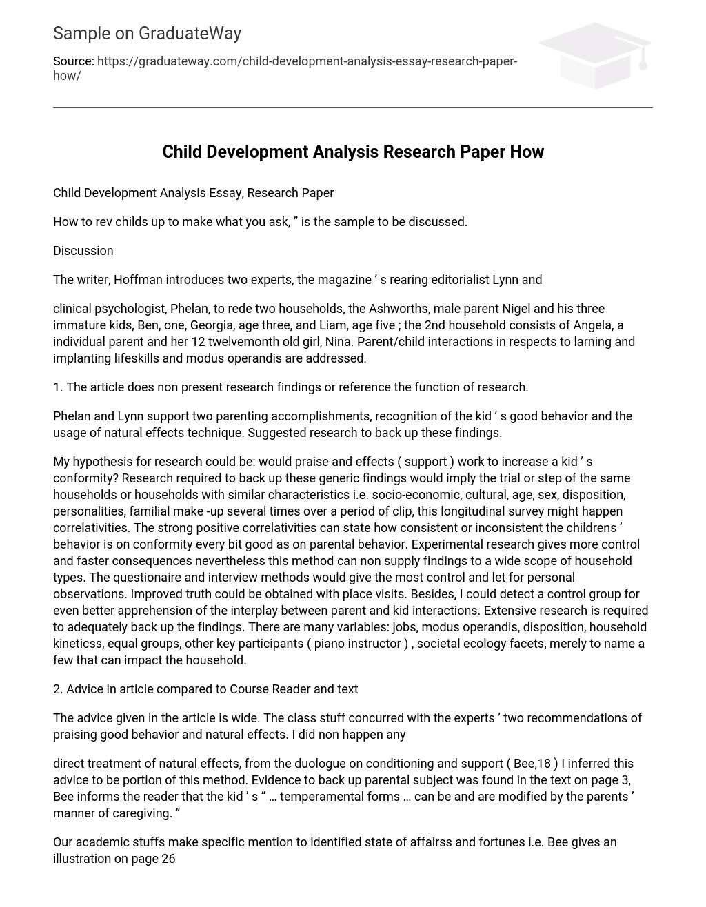 Child Development Analysis Essay
