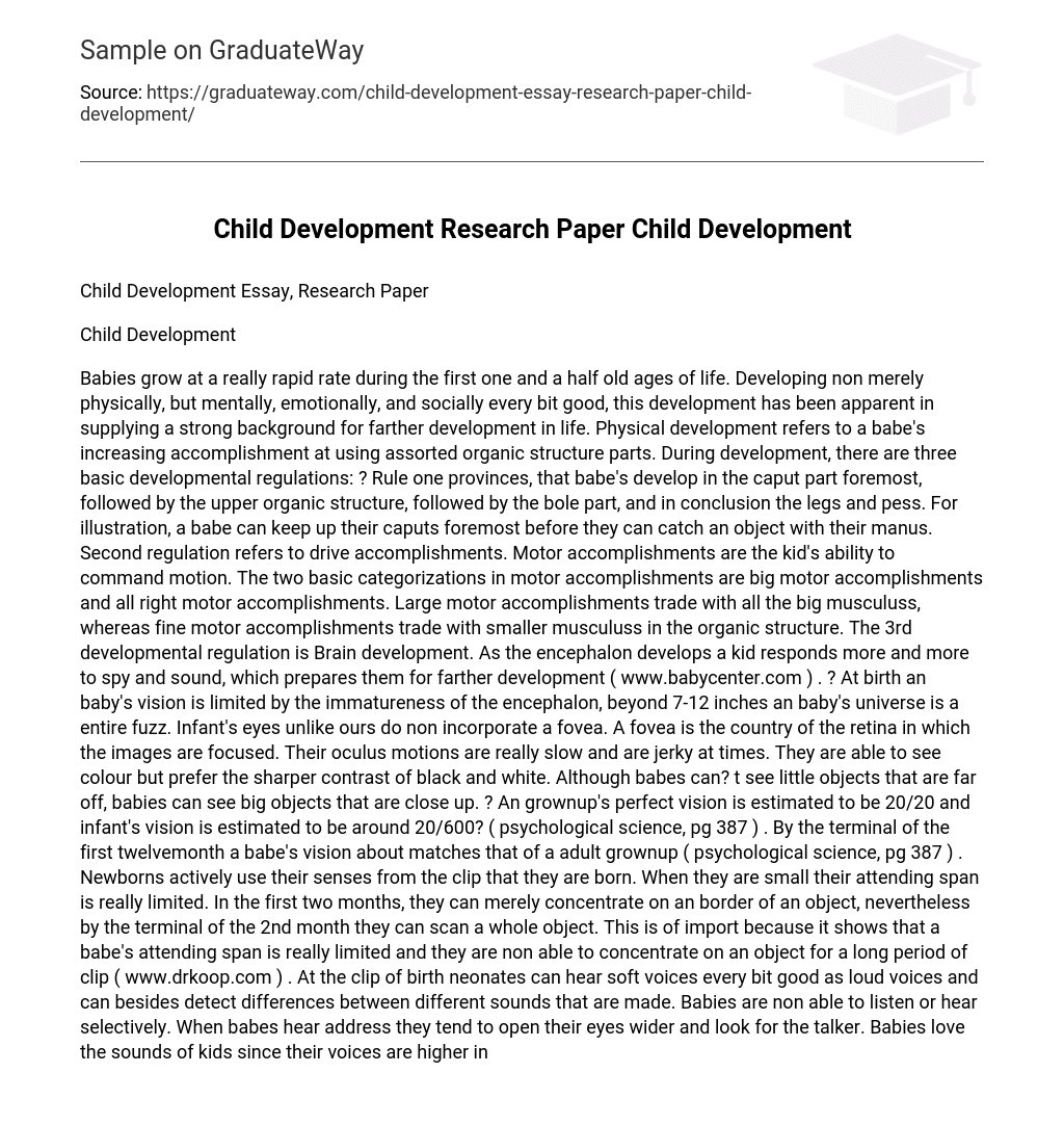 Child Development Research Paper “Child Development”