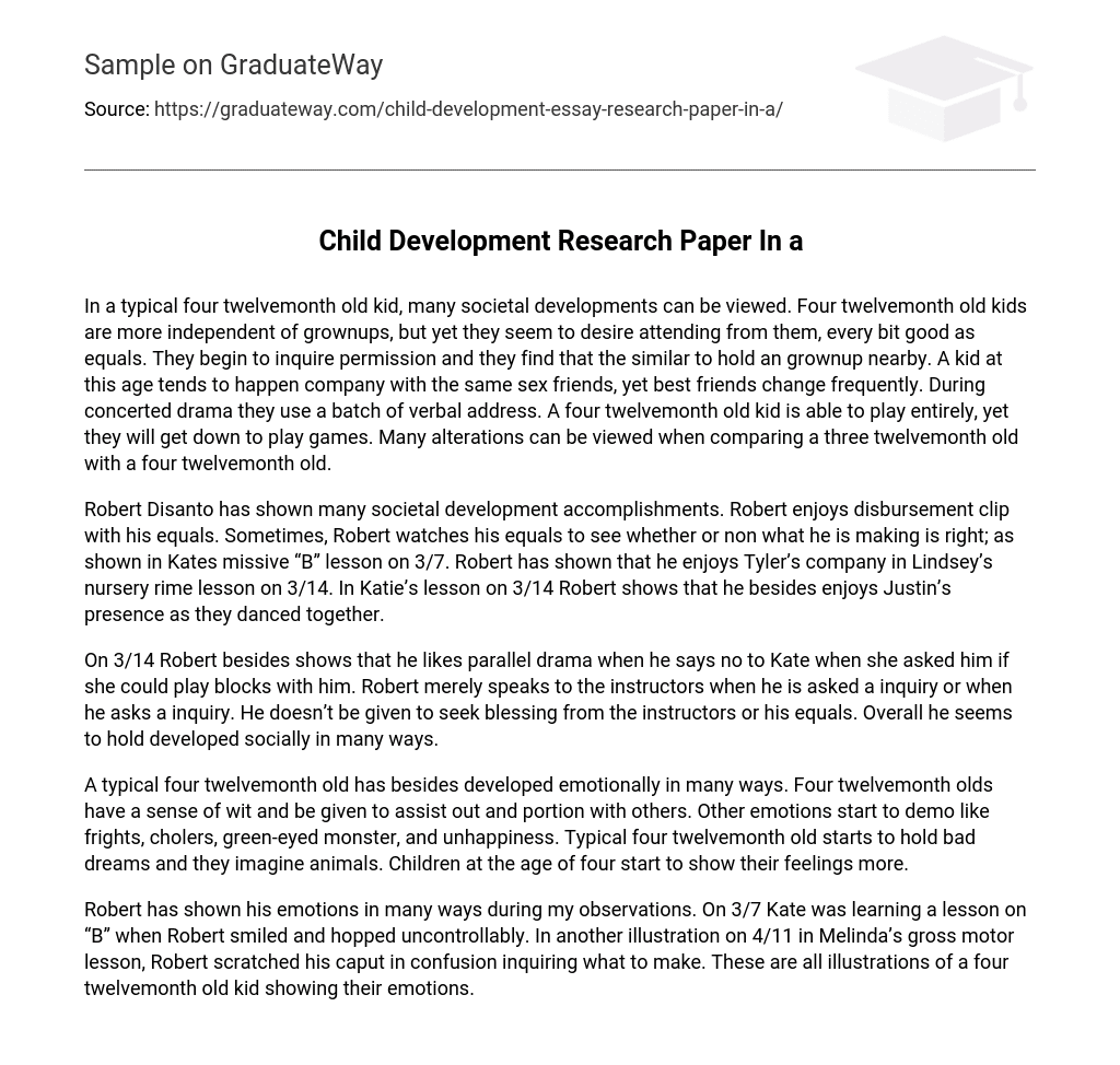 Child Development Research Paper In a