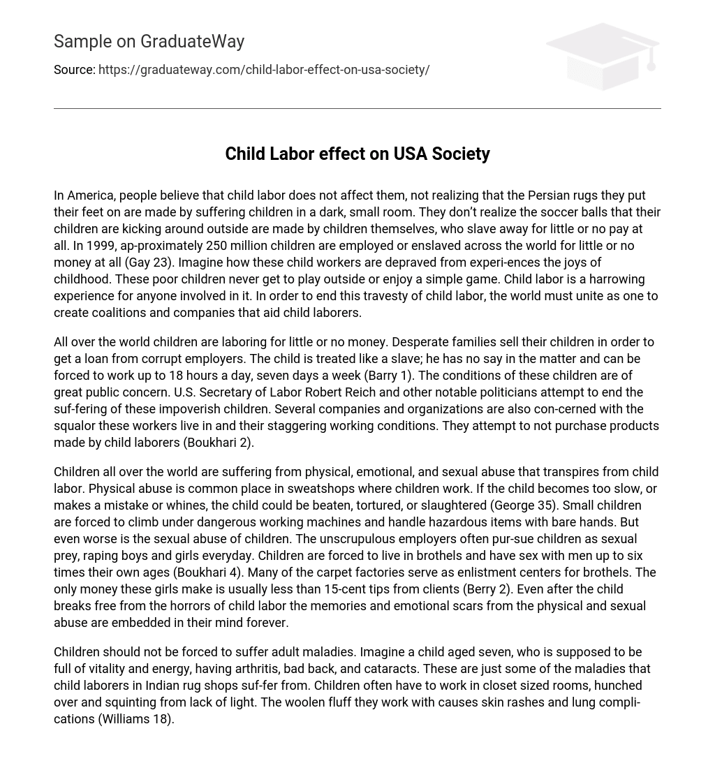 Child Labor effect on USA Society