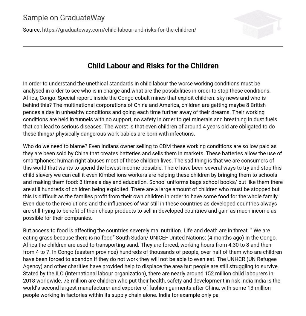 Child Labour and Risks for the Children