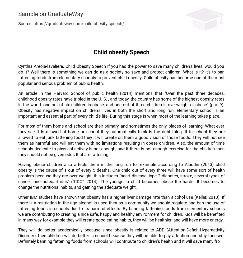 speech essay about obesity