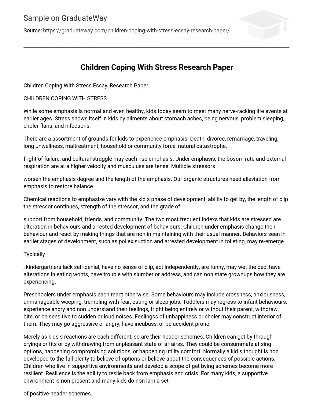Children Coping With Stress Research Paper