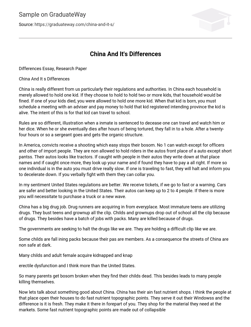 China And It’s Differences