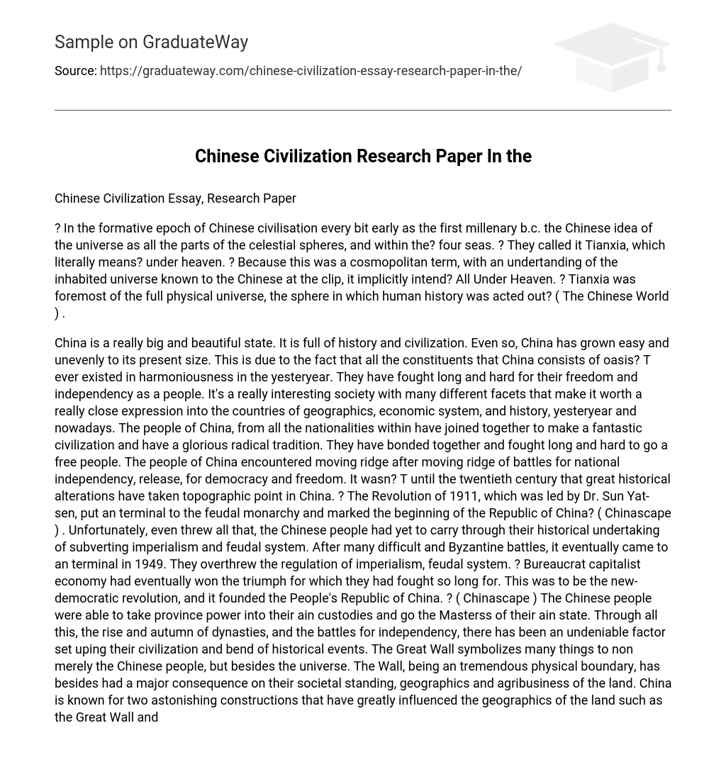 Chinese Civilization Research Paper