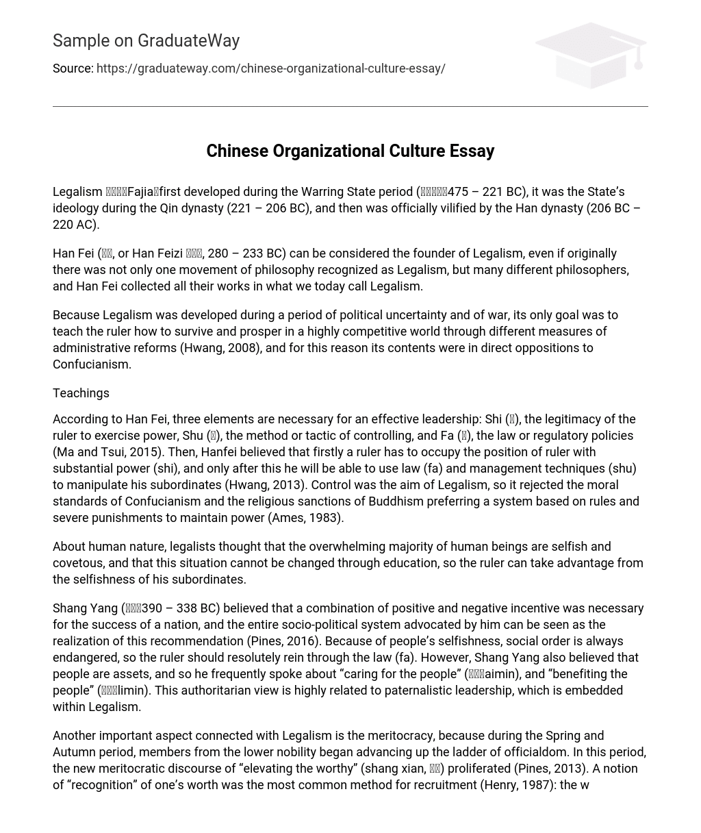 Chinese Organizational Culture Essay
