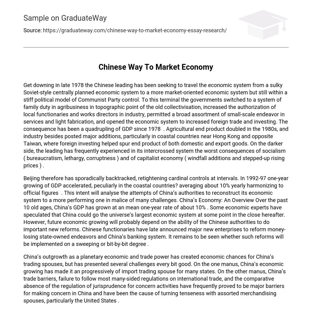 Chinese Way To Market Economy