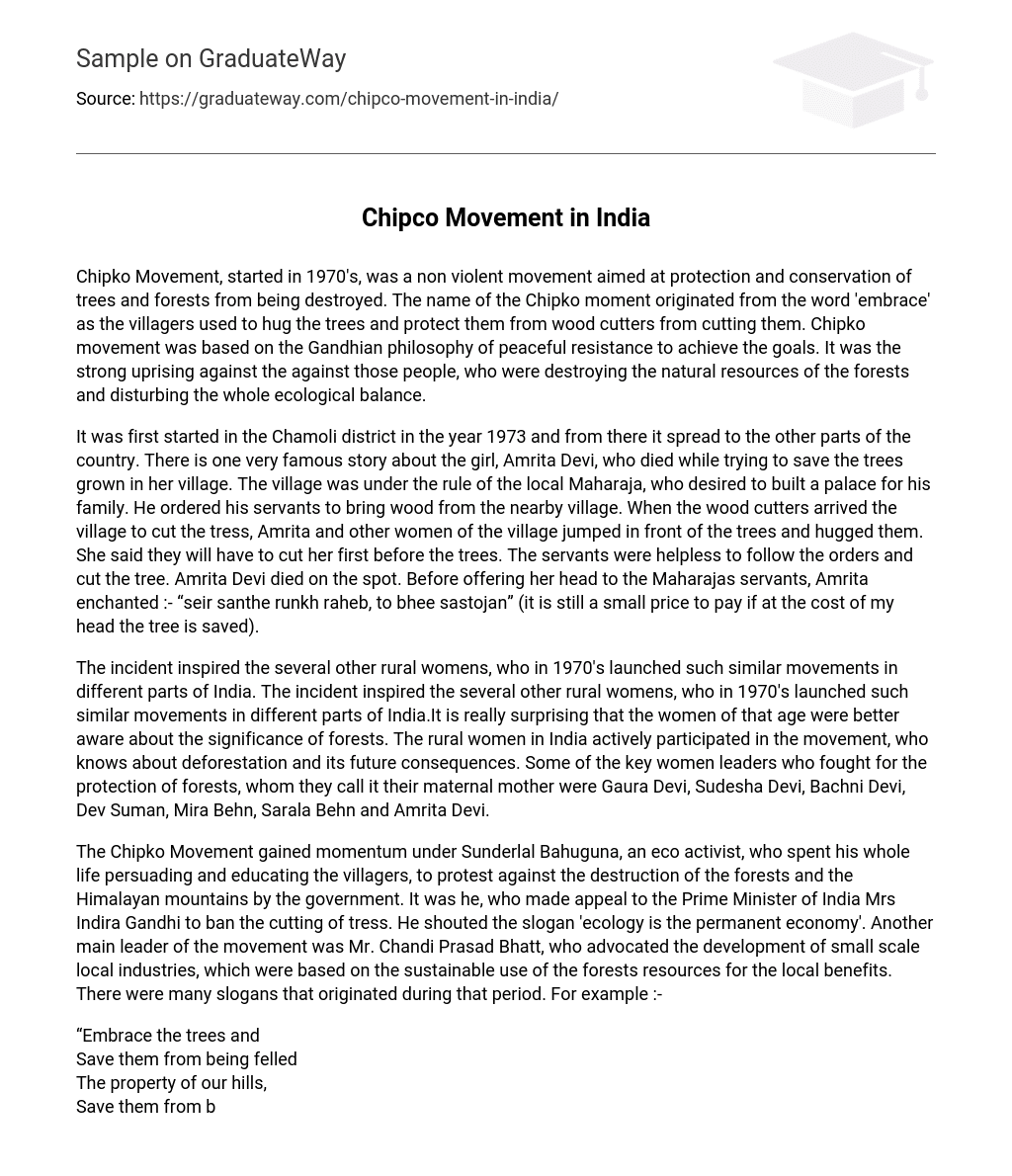 Chipco Movement in India