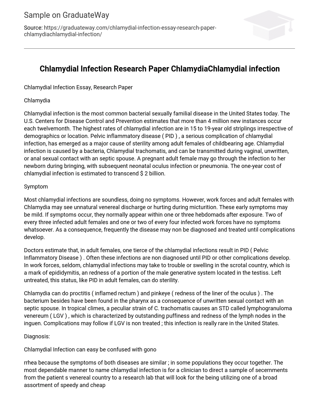 Chlamydial Infection Research Paper