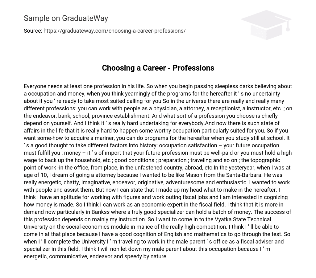 Choosing a Career – Professions