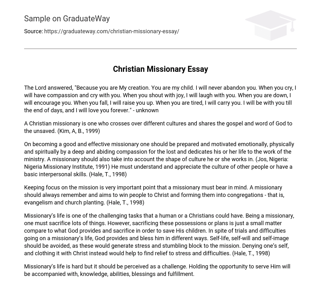 Christian Missionary Essay