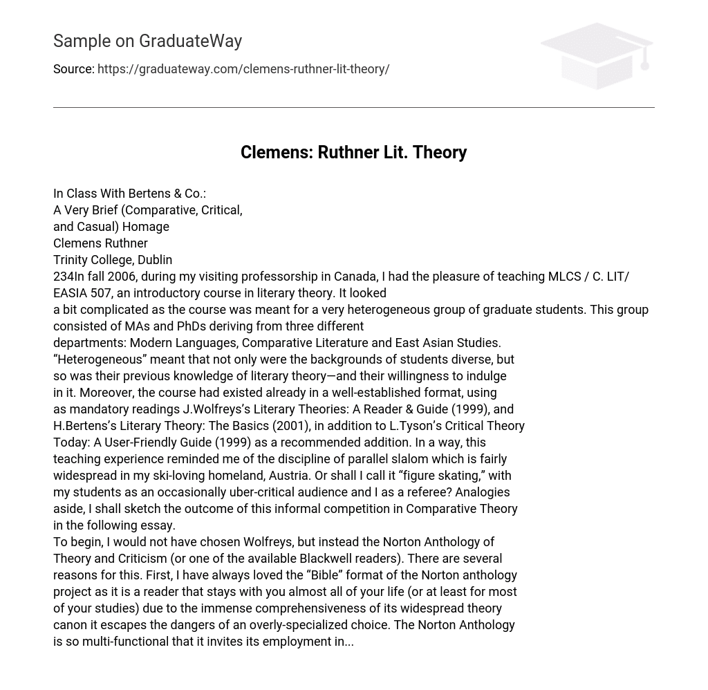 Clemens: Ruthner Lit. Theory