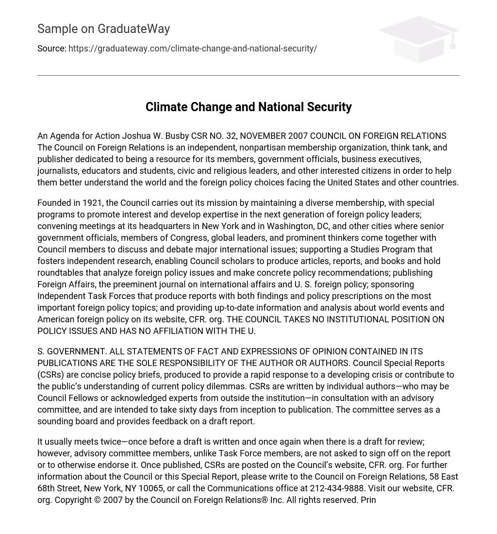 Climate Change and National Security