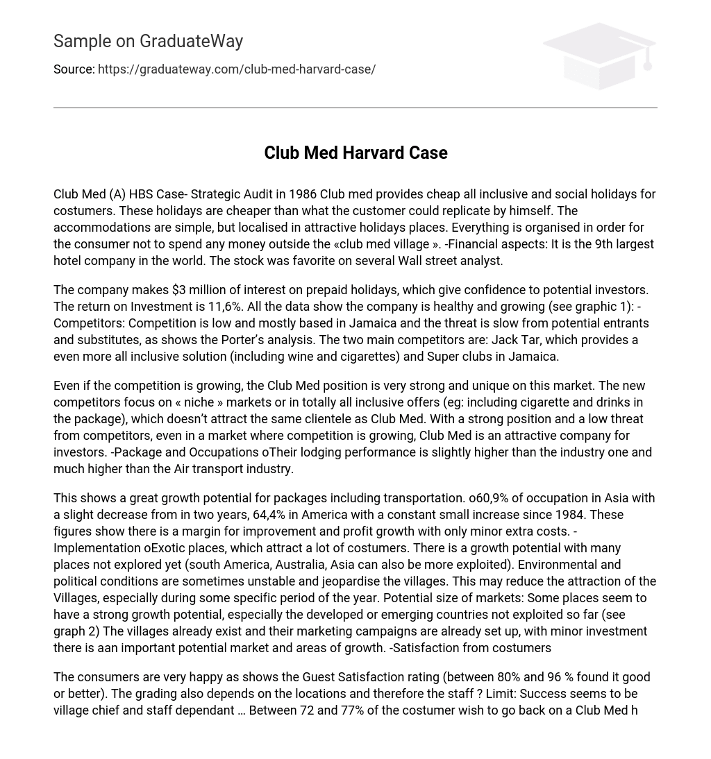 Club Med Harvard Case
