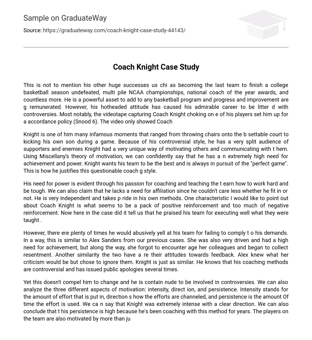 Coach Knight Case Study