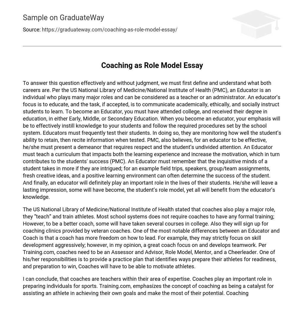 Coaching as Role Model Essay