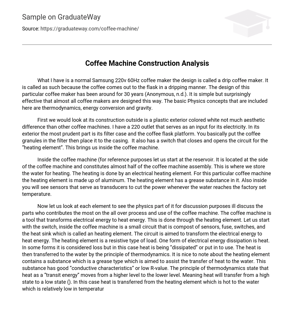Coffee Machine Construction Analysis
