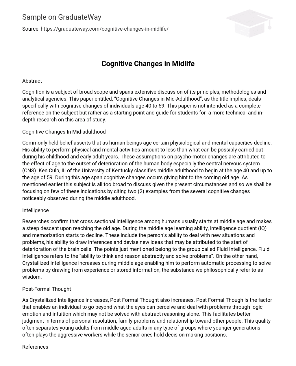 Cognitive Changes in Midlife