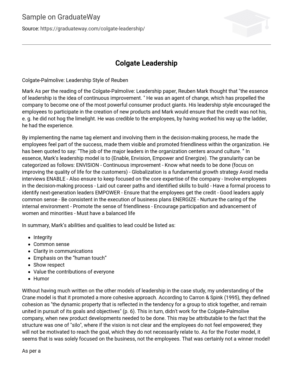 Colgate Leadership