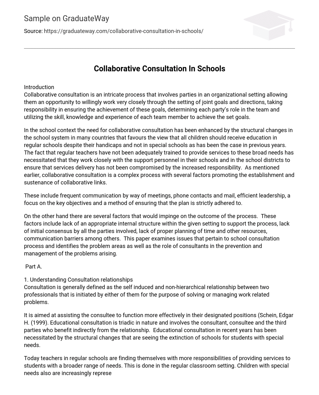Collaborative Consultation In Schools