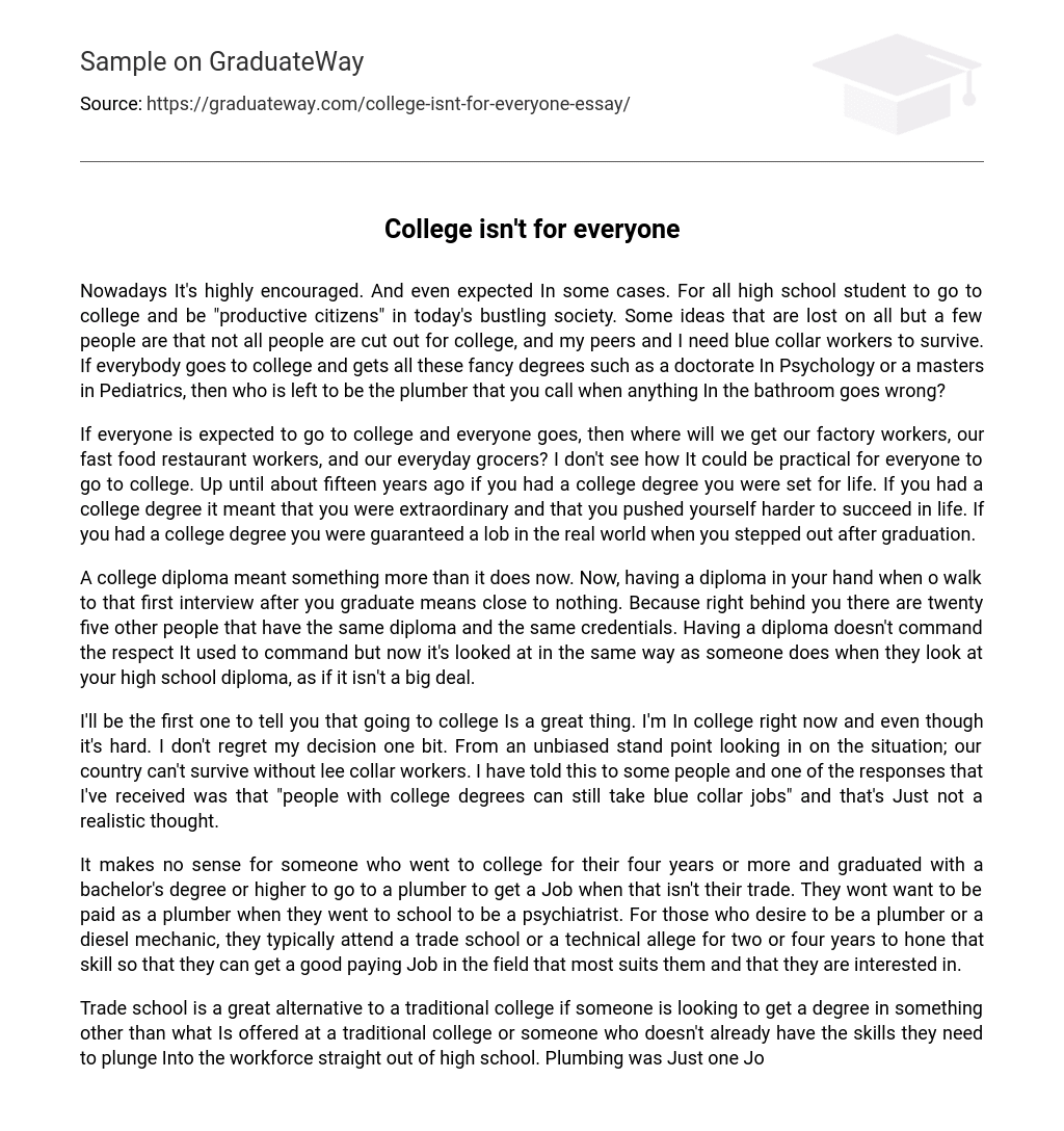 why college is not worth it essay