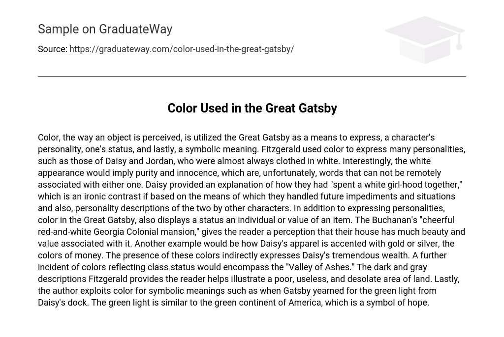 Color Used in the Great Gatsby